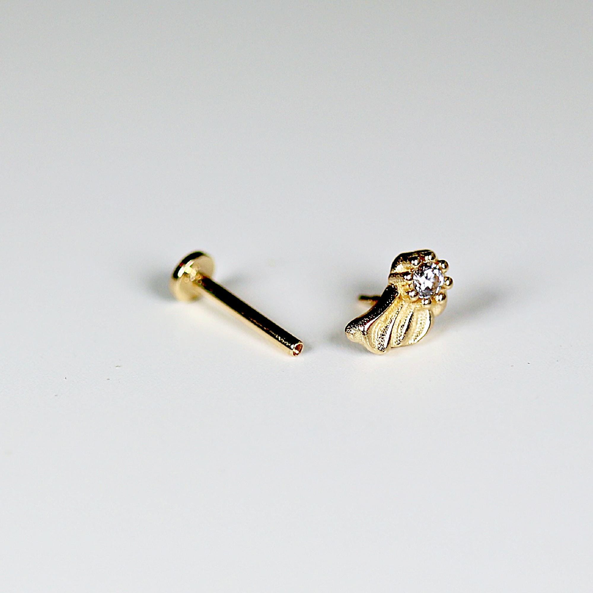 Wing Flat Back Earrings 14k Solid Gold - Melt'm Jewelry
