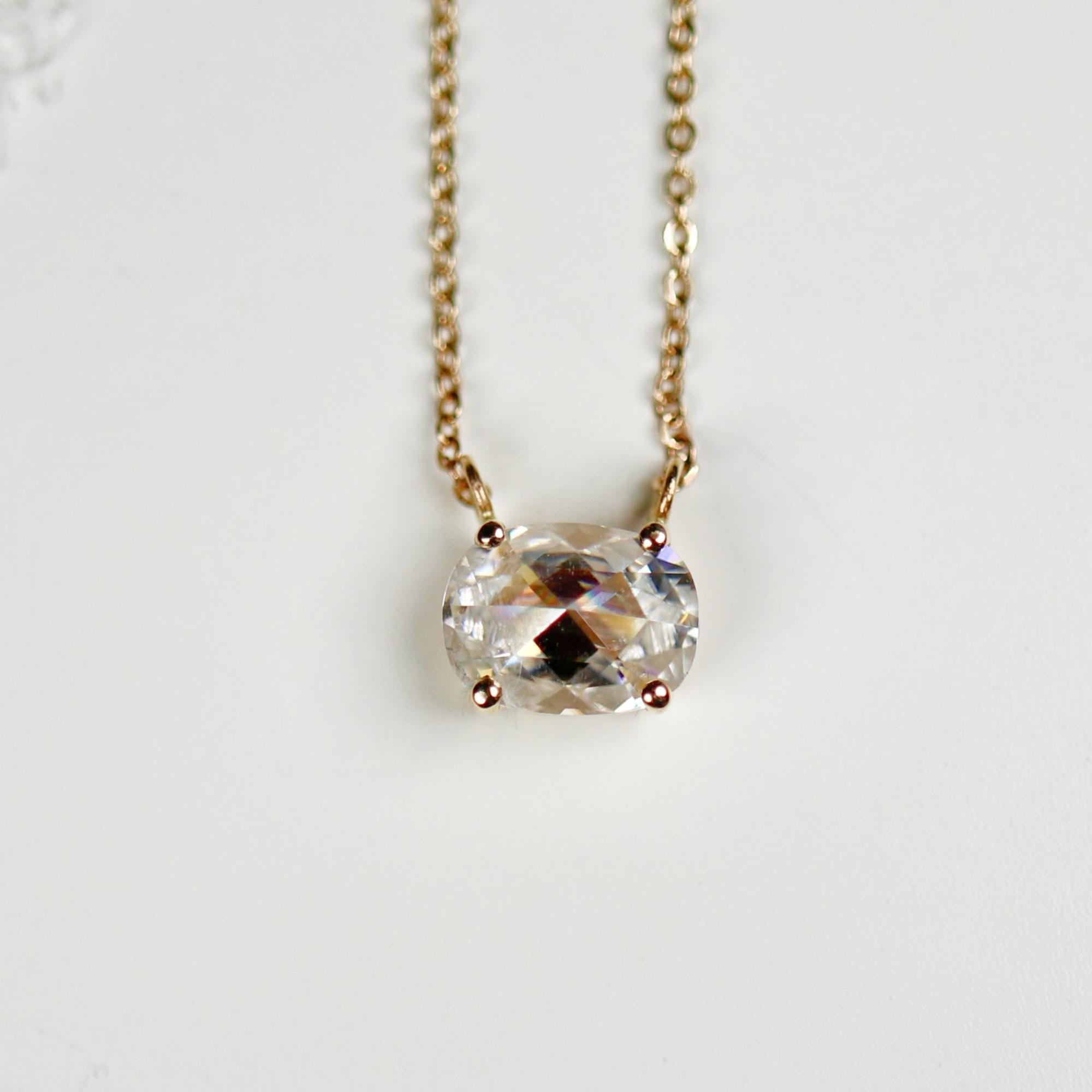 Oval Moissanite Necklace 14k Solid Gold - Melt'm Jewelry