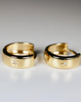 Diamond Star Set Thick Hoop Earrings in 14k Gold - 15mm - Melt'm Jewelry
