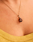 Pear Cut Smokey Quartz Necklace 14k Solid Gold