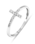 14k Solid Gold Cross Ring, Diamond Cross Ring