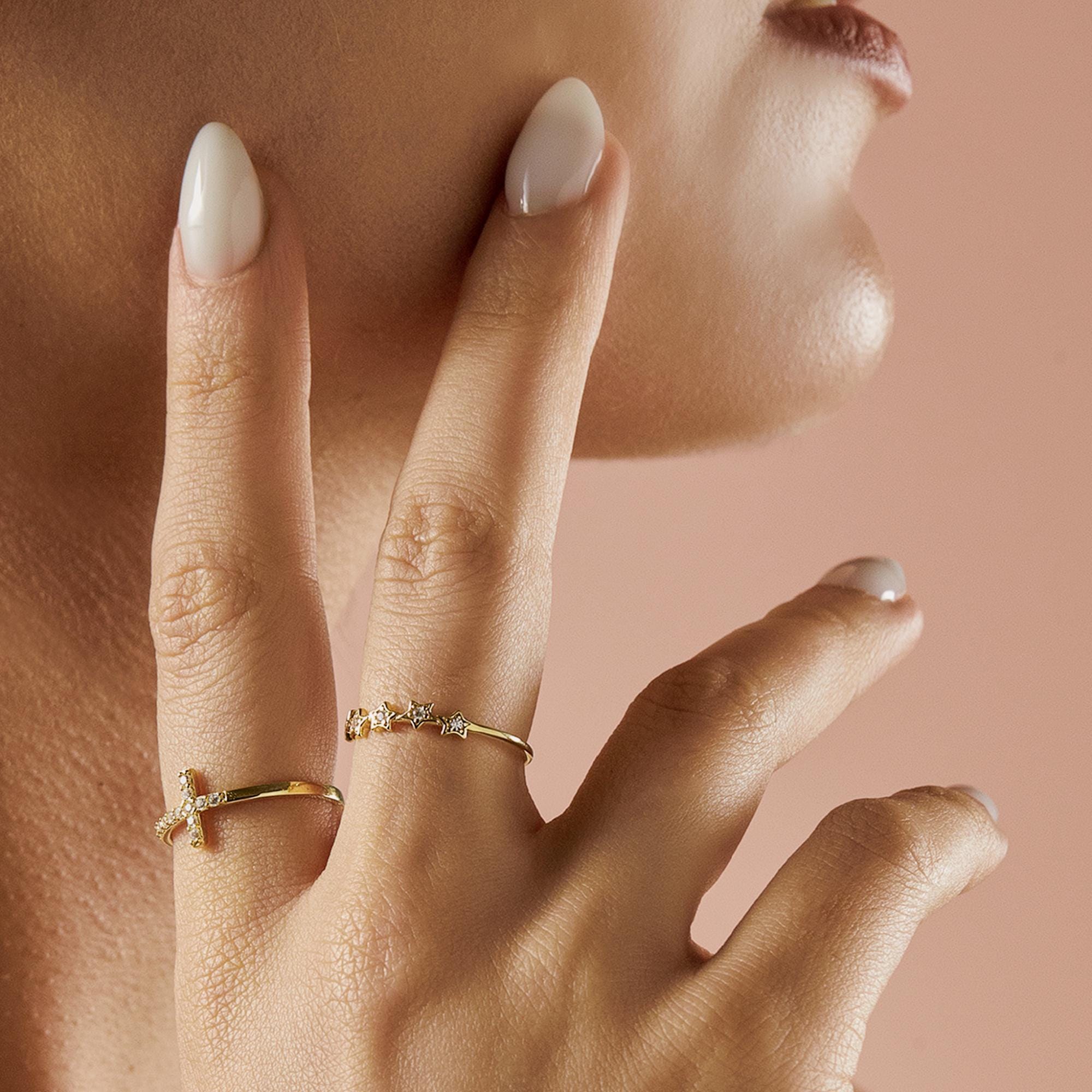 Diamond Cross Ring in 14K Gold - Melt'm Jewelry
