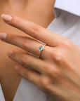 Aquamarine Engagement Ring 14k Solid Gold