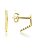 14k Solid Gold Stud Earrings, Gold Bar Earrings