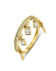 Dangle Bezel Set Stone Ring 14k Solid Gold