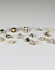Wing Flat Back Earrings 14k Solid Gold