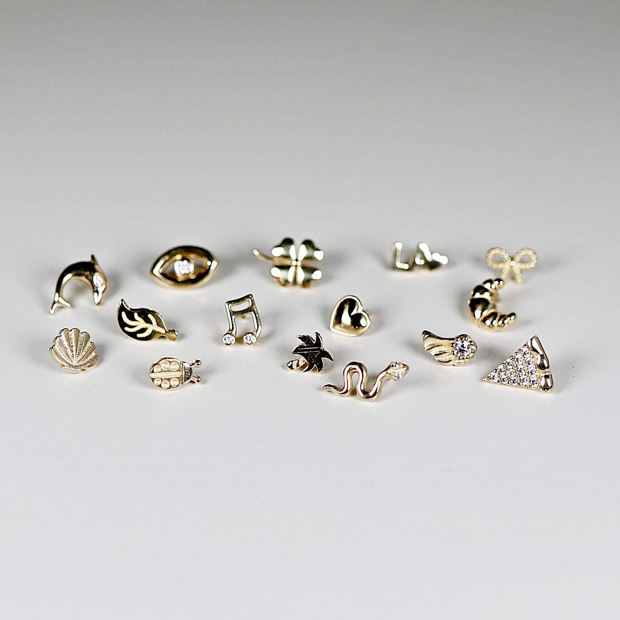 Serpenti Flat Back Earrings 14k Solid Gold, Snake Stack Earrings (SINGLE or PAIR) - Melt'm Jewelry