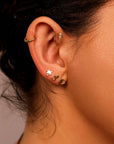 LA with Heart Logo Flat Back Earrings 14k Solid Gold