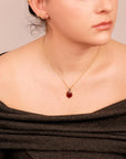 Pink Tourmaline Necklace 14k Gold, Rose Cut Tourmaline and Triangle Diamond Pendant - Melt'm Jewelry