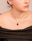 Pink Tourmaline Necklace 14k Gold, Rose Cut Tourmaline and Triangle Diamond Pendant