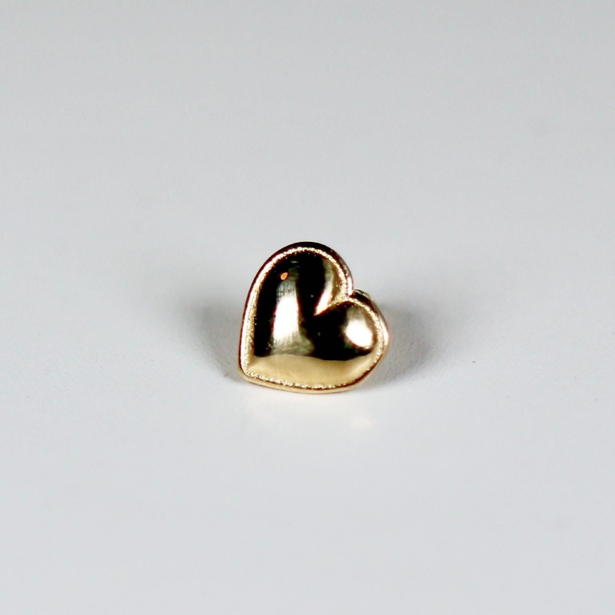 Heart Flat Back Earrings 14k Solid Gold