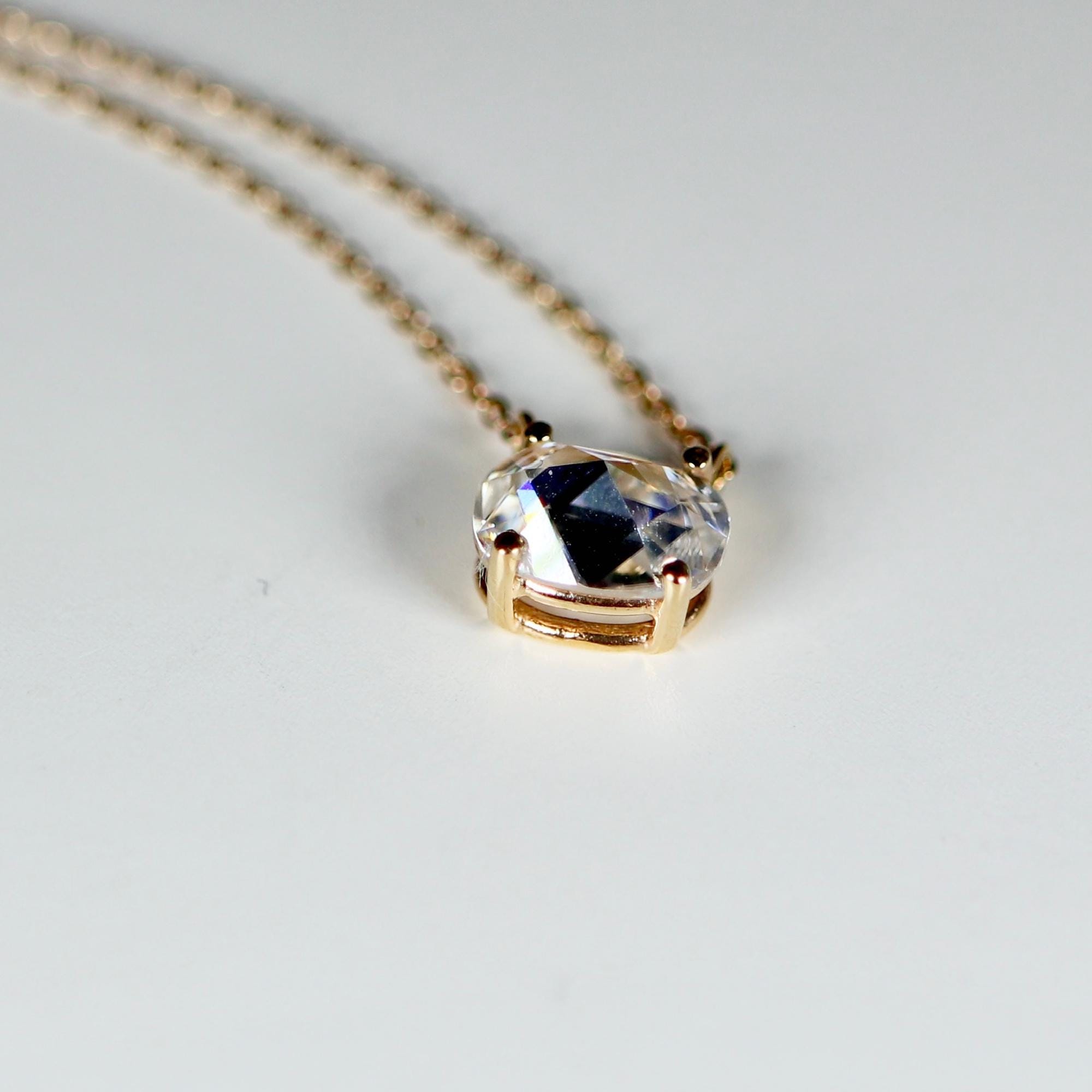 Oval Moissanite Necklace 14k Solid Gold - Melt'm Jewelry
