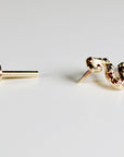 Snake Flat Back Earrings 14k Solid Gold, Serpent Stack Earrings - Melt'm Jewelry