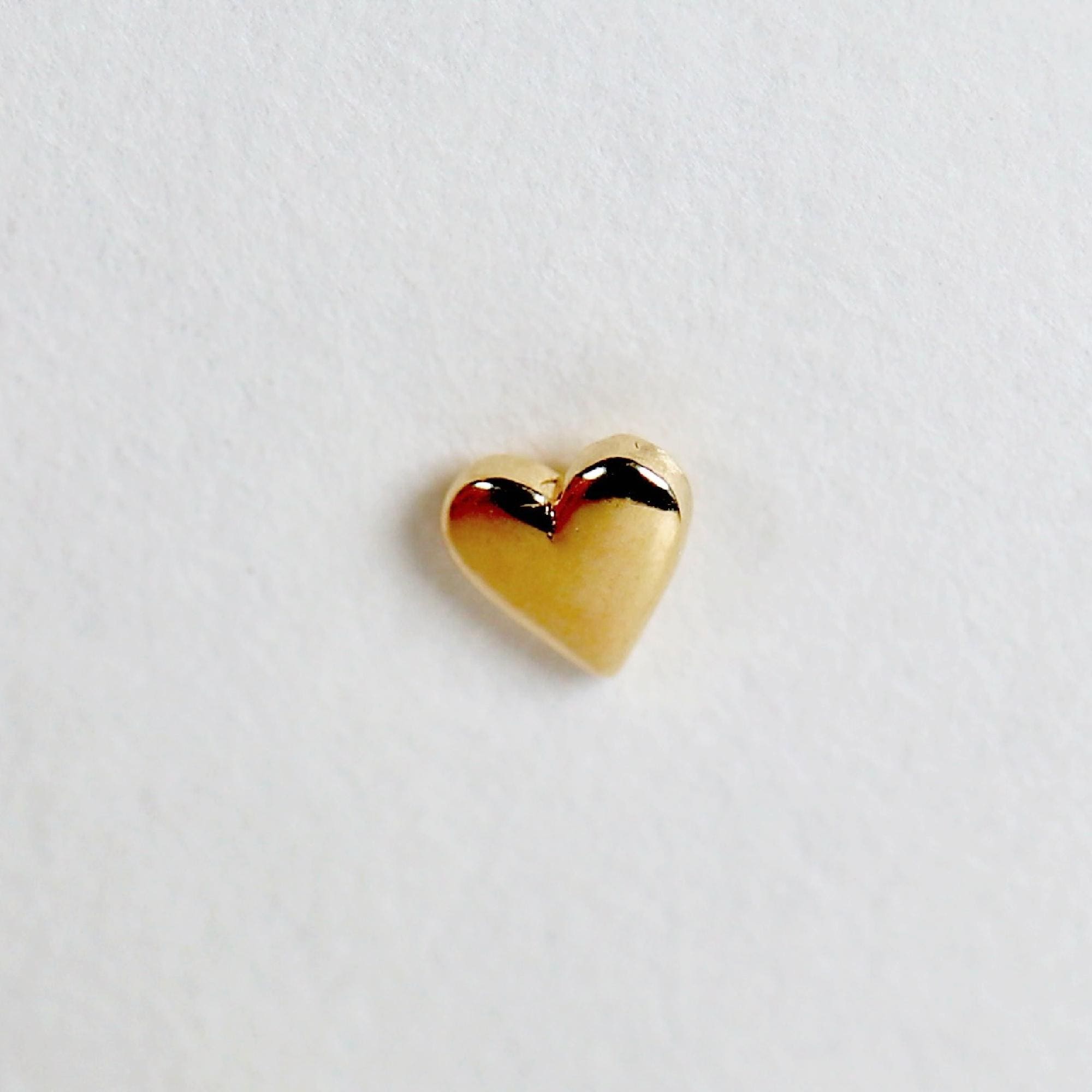 Heart Cartilage Earrings, 14k Solid Gold Earrings, Internally Threaded Flat Back Earrings, Heart Piercing Studs, Tragus Valentine's Gift