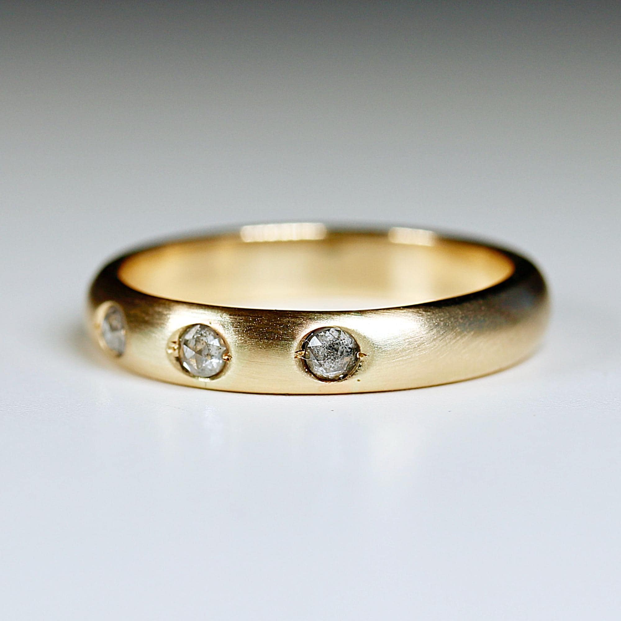 Flush Set Diamond Dome Wedding Band Ring - Melt'm Jewelry