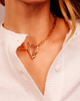Gold Toggle Chunky Thick Chain Necklace With Puffy Heart - Melt'm Jewelry