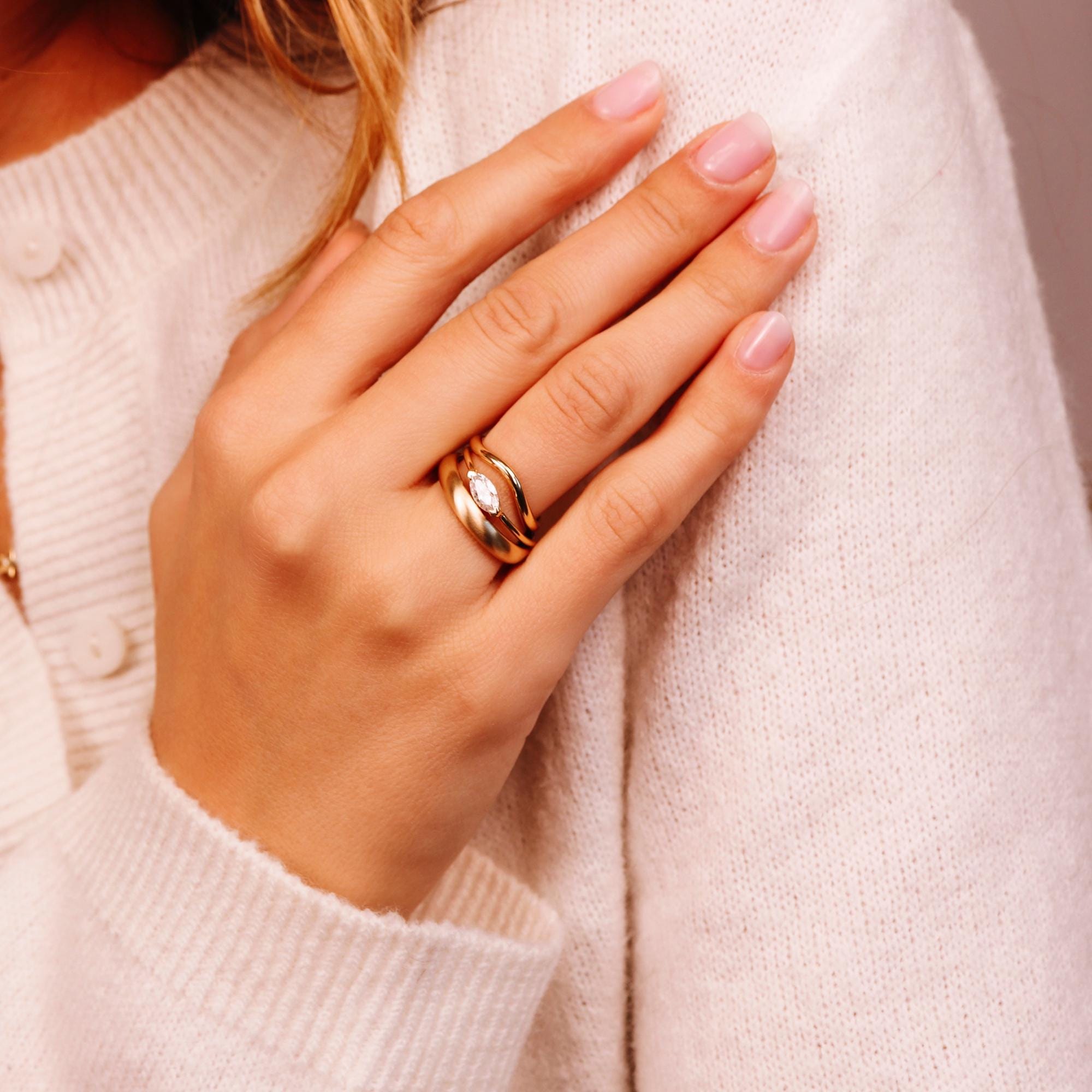 Marquise Moissanite Ring in 14k Gold