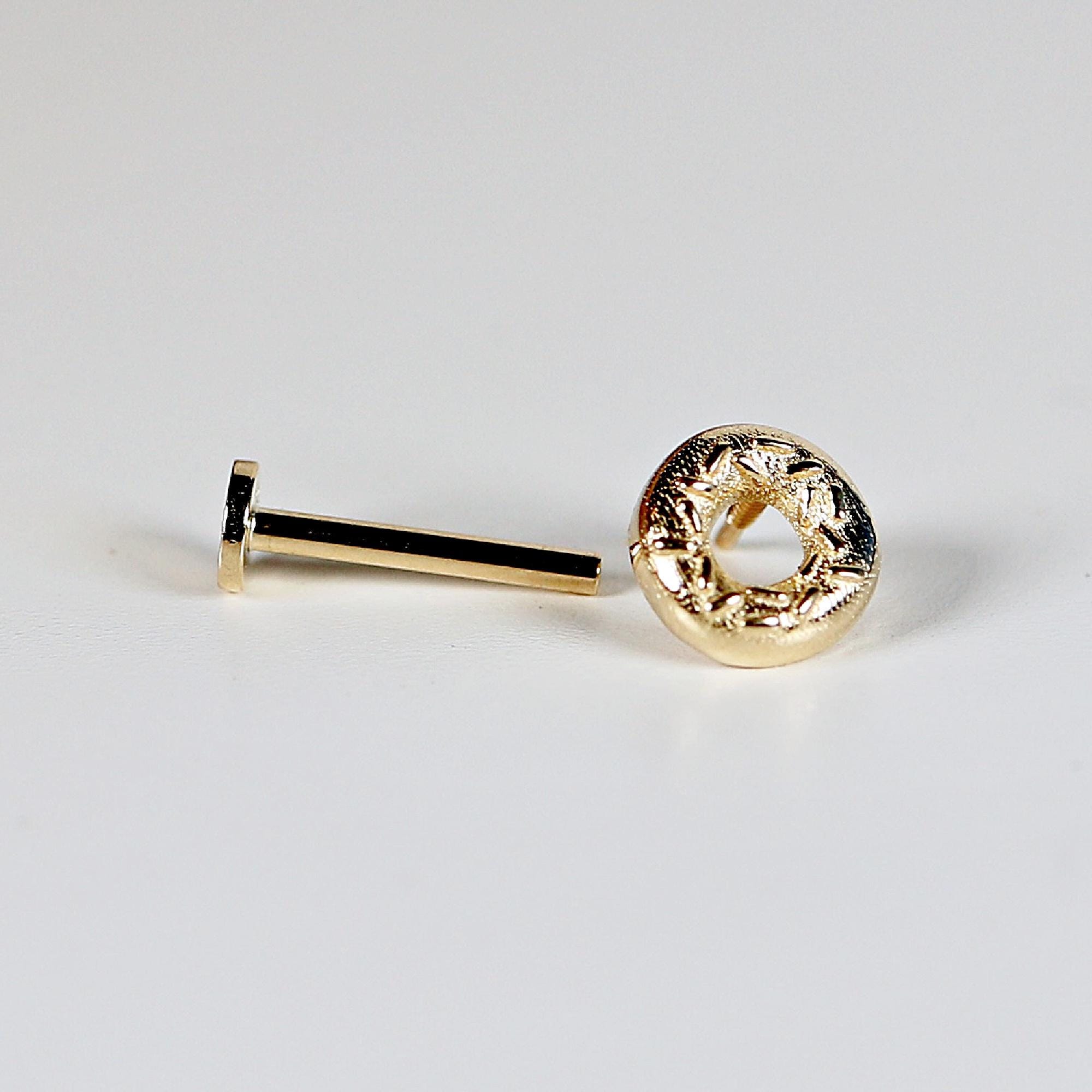 Donut Flat Back Earrings 14k Solid Gold, Food Stack Earrings - Melt'm Jewelry