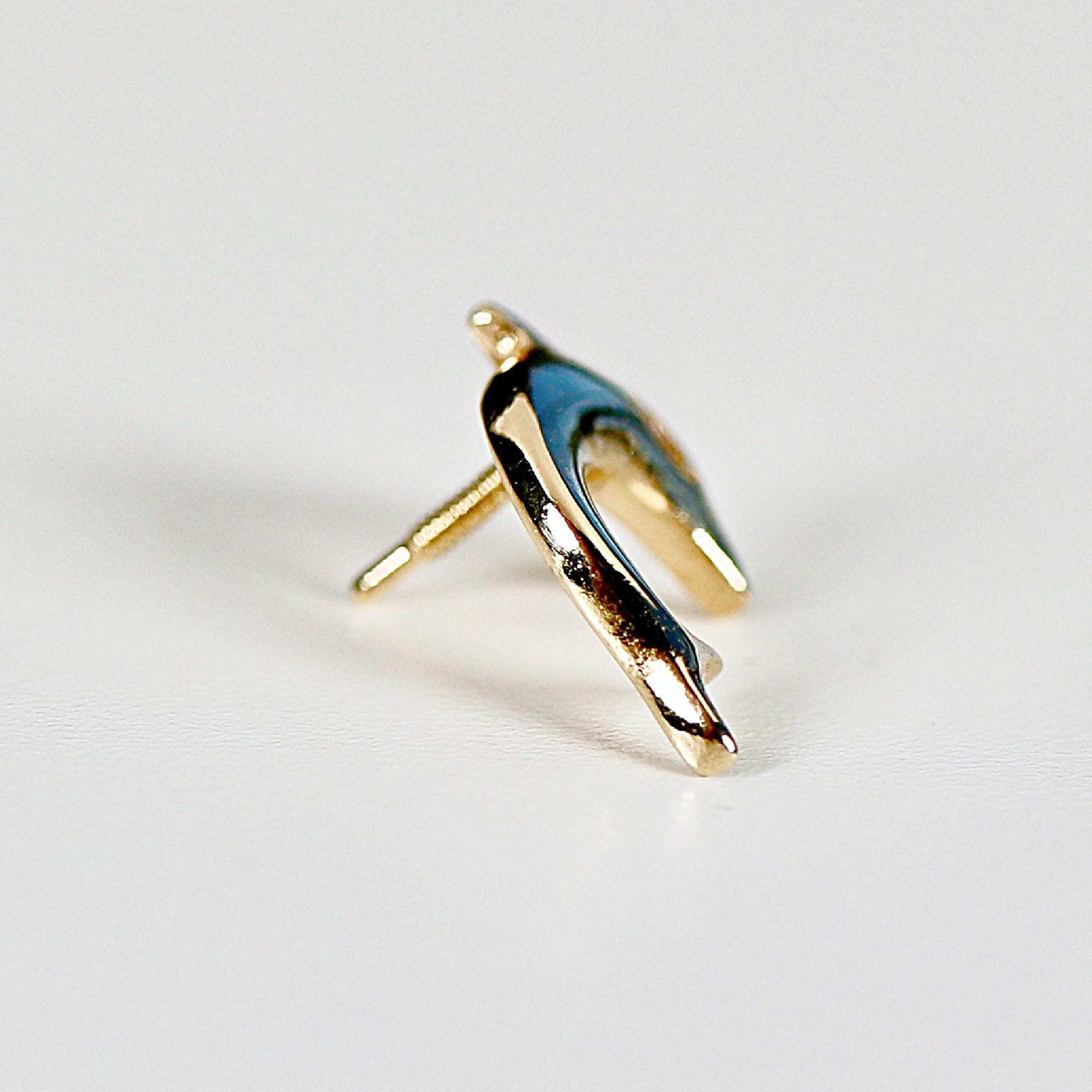 Dolphin Flat Back Earrings 14k Gold (SINGLE OR PAIR) - Melt'm Jewelry