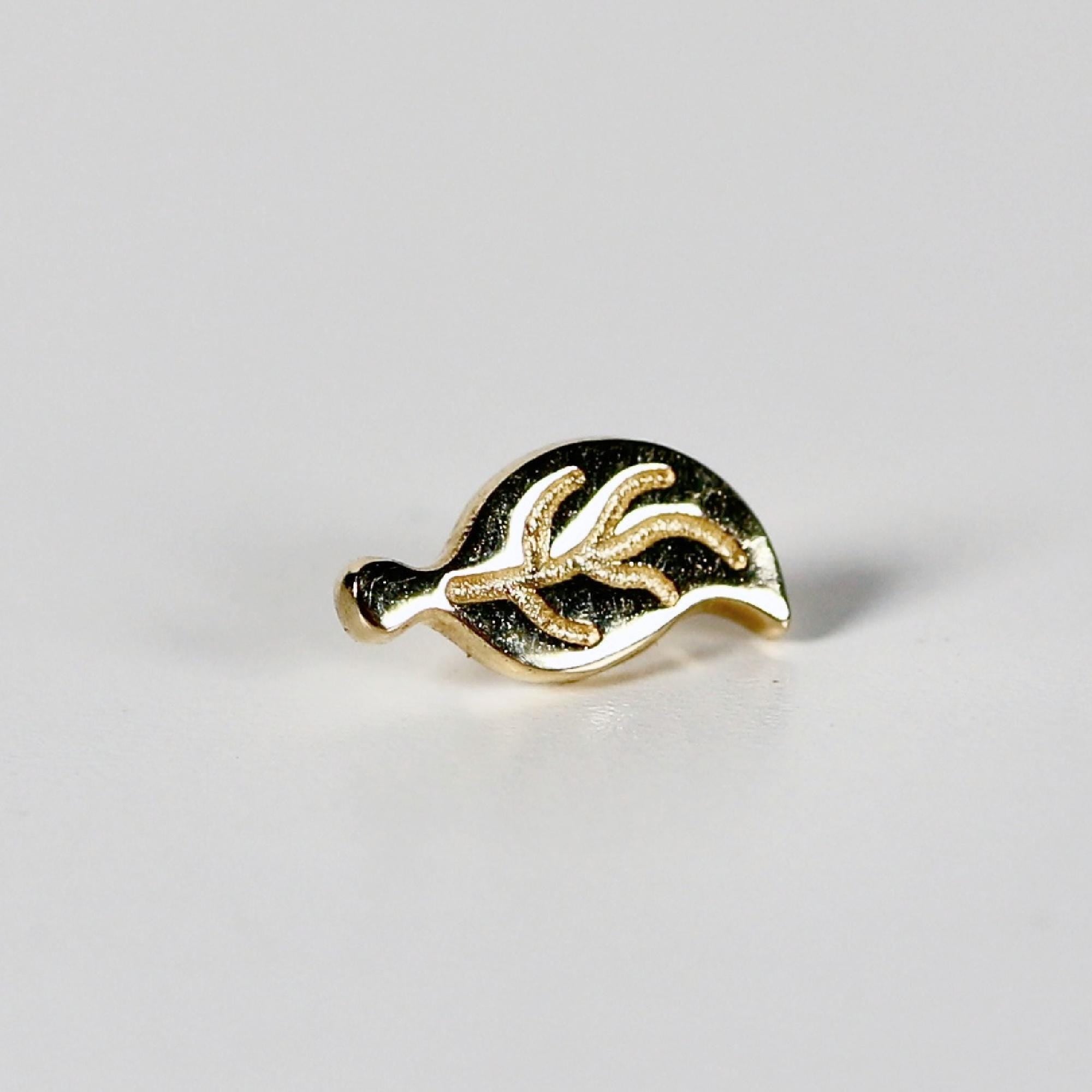 Leaf Flat Back Earrings 14k Solid Gold, Nature Stack Earrings - Melt'm Jewelry