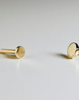 Tiny Gold Circle Cartilage Earrings in 14k Gold - flat back internally threaded labret studs - Melt'm Jewelry