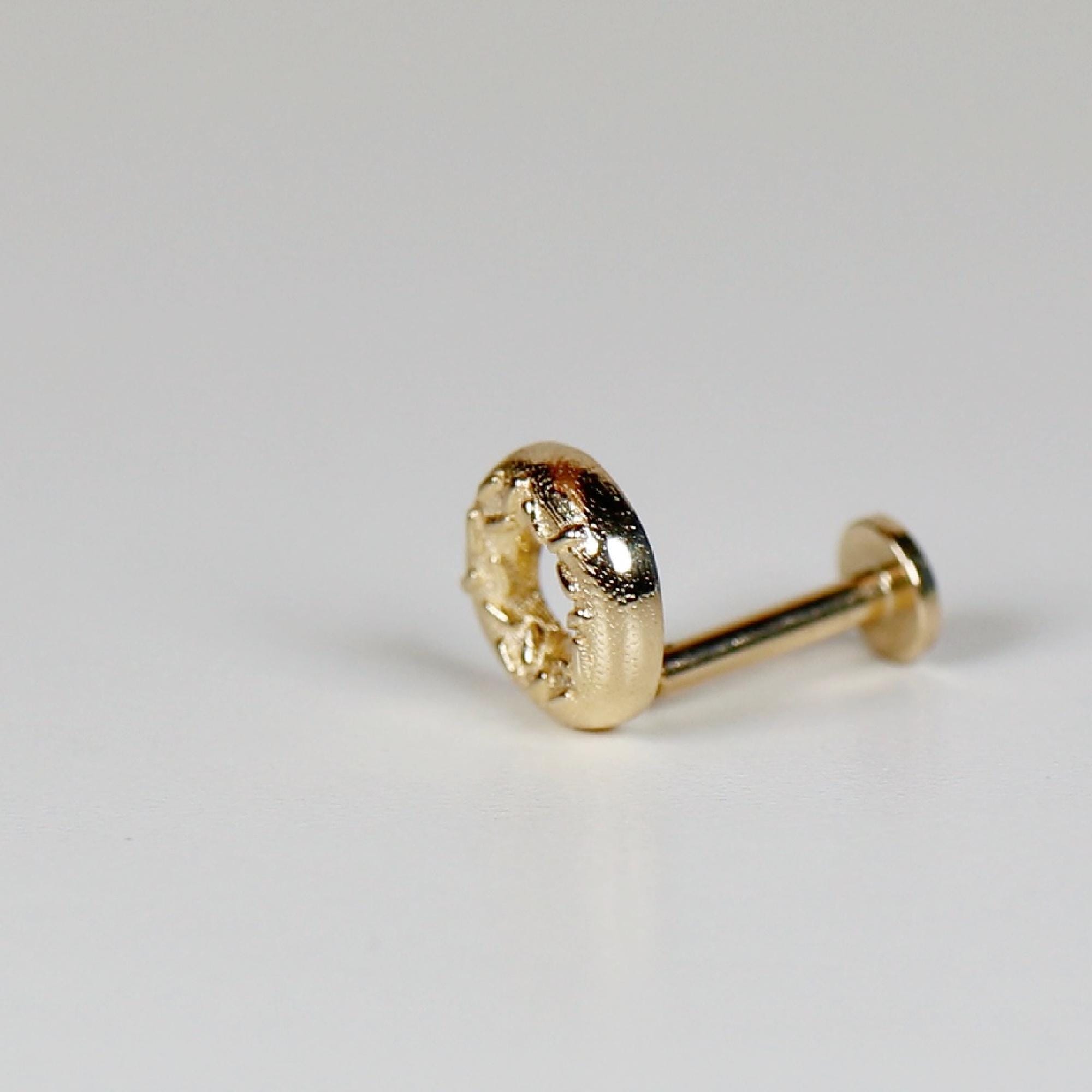 Donut Flat Back Earrings 14k Solid Gold, Food Stack Earrings - Melt'm Jewelry