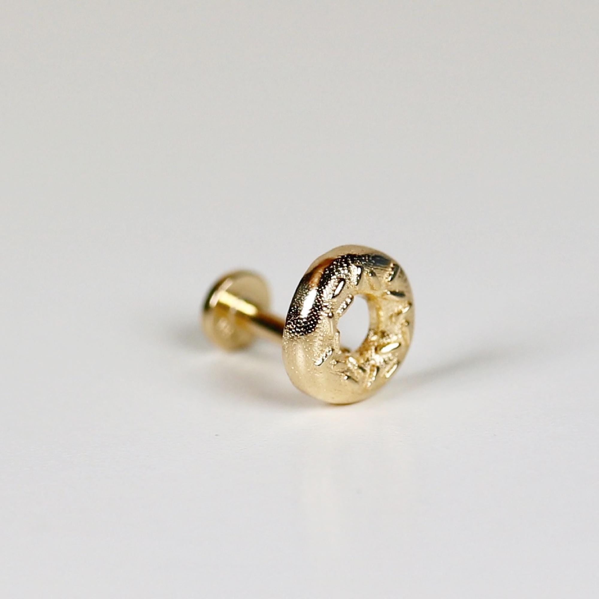 Donut Flat Back Earrings 14k Solid Gold, Food Stack Earrings - Melt'm Jewelry
