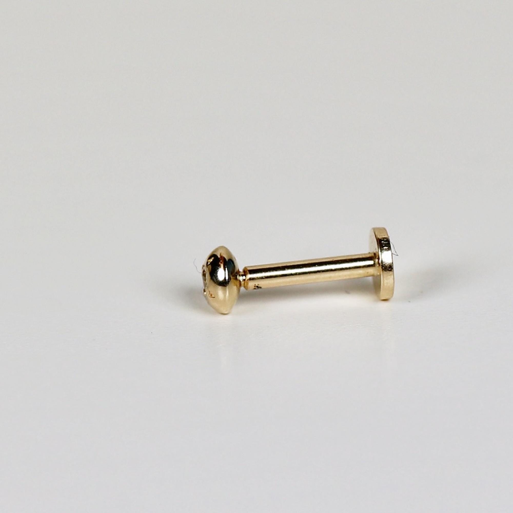 Cz Ball Flat Back Earrings 14k Solid Gold, Internally Threaded Earrings (SINGLE or PAIR) - Melt'm Jewelry