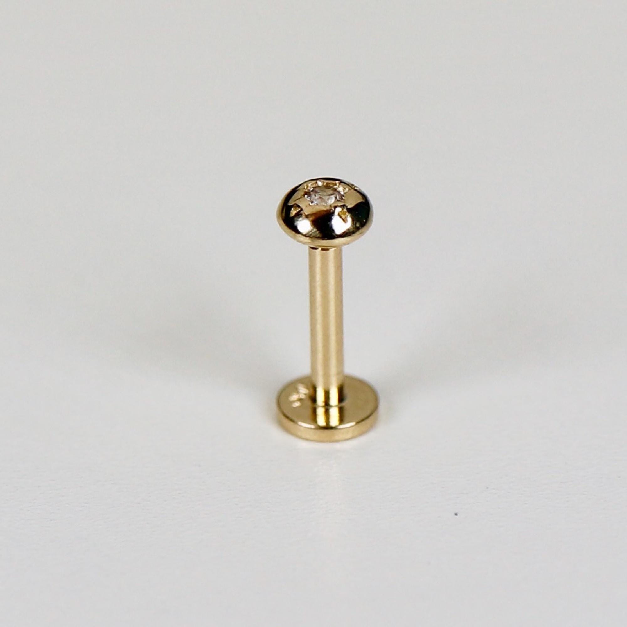 Cz Ball Flat Back Earrings 14k Solid Gold, Internally Threaded Earrings (SINGLE or PAIR) - Melt'm Jewelry
