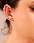CZ Curved Bar Ear Piercing, Flat Back internally threaded labret studs (SINGLE or PAIR) - Melt'm Jewelry