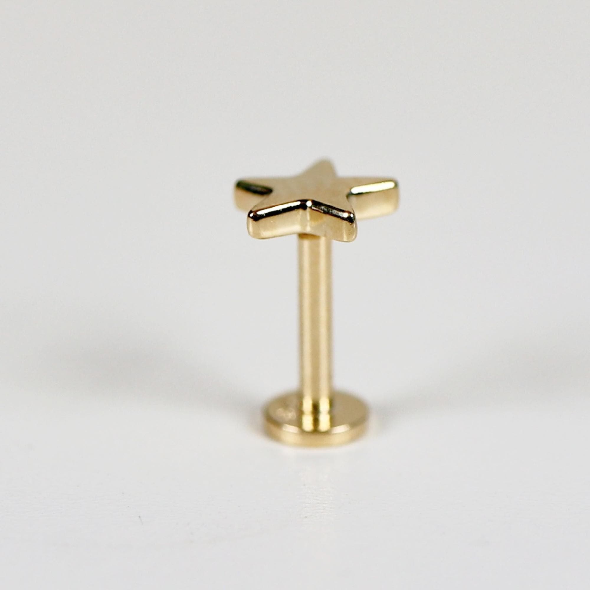 Star Earrings 14k Solid Gold, Internally Threaded Flat Back Earrings - Melt'm Jewelry