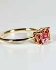 East West Pink Tourmaline Ring 14k Gold, Emerald Cut Tourmaline Engagement Ring, Handmade Unique Tourmaline Promise Ring, Valentine Gift