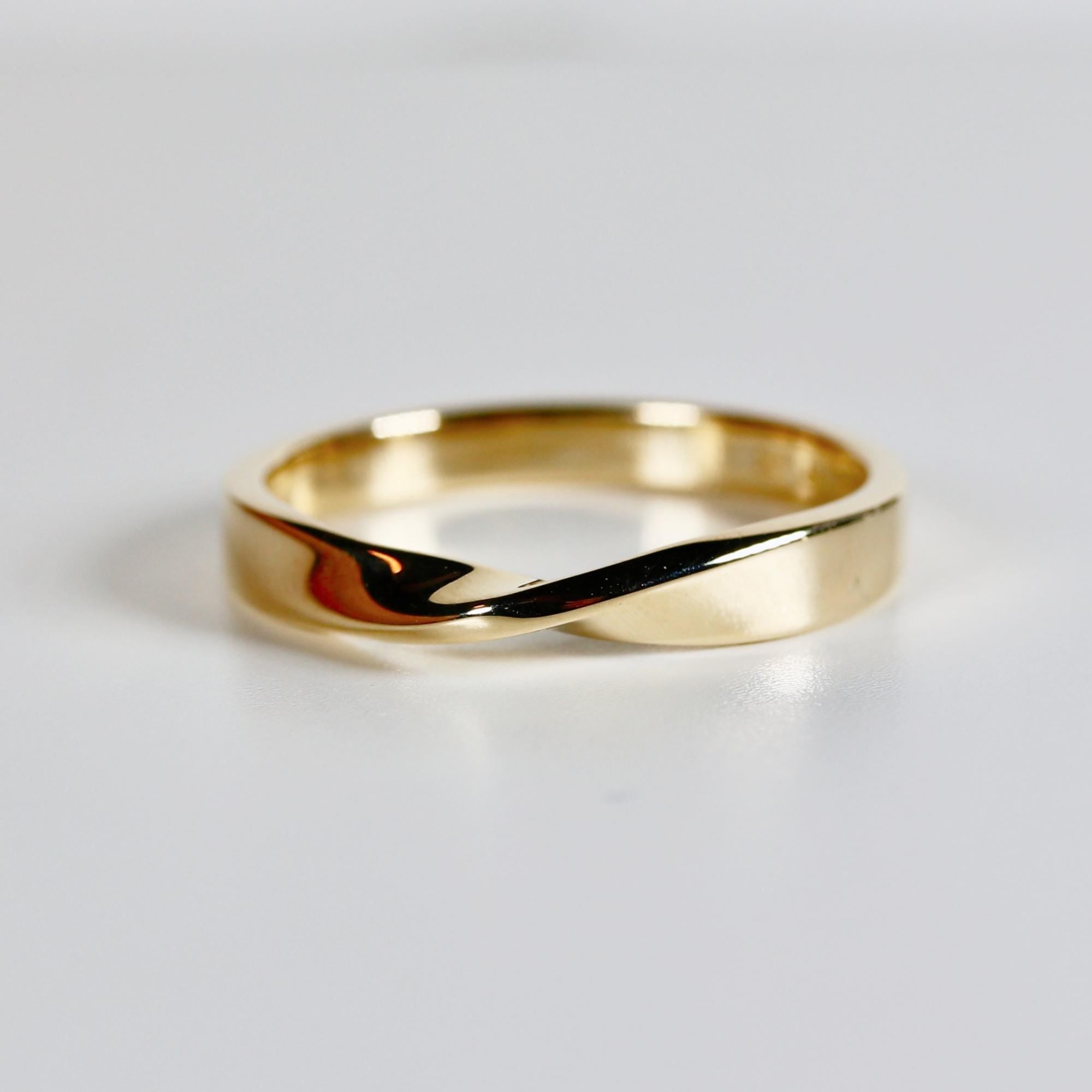 Mobius Ring 14k Gold, Twisted Gold Ring, Mobius Wedding Ring, Infinity Ring, His and Hers Matching Band, Stackable Wedding Ring