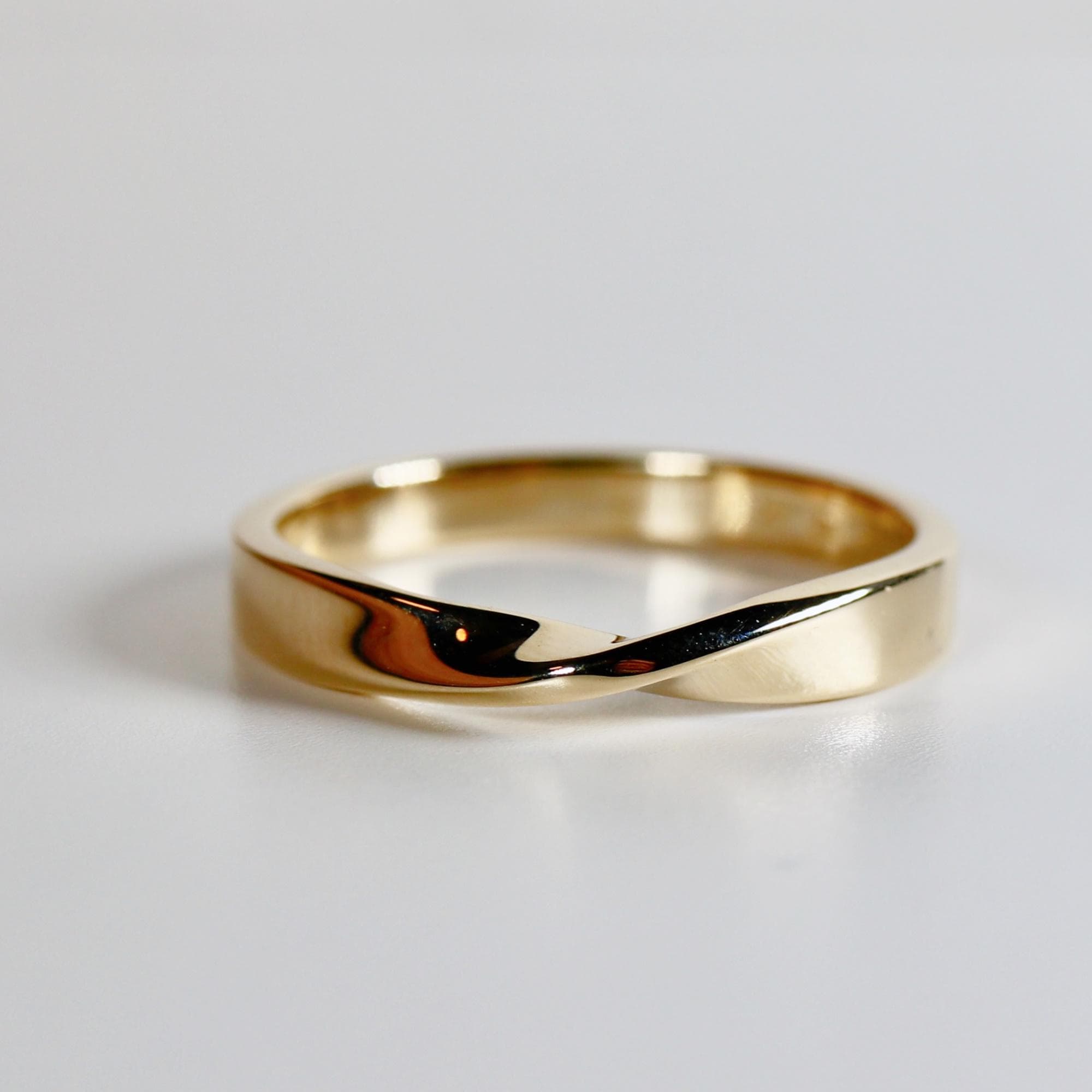 Mobius Ring 14k Gold, Twisted Gold Ring, Mobius Wedding Ring, Infinity Ring, His and Hers Matching Band, Stackable Wedding Ring