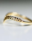 Wheat Leaf Wedding Band 14k Gold, Curved Wedding Ring, Olive Leaf Wedding Ring, Contour Band, Stackable Wedding Ring