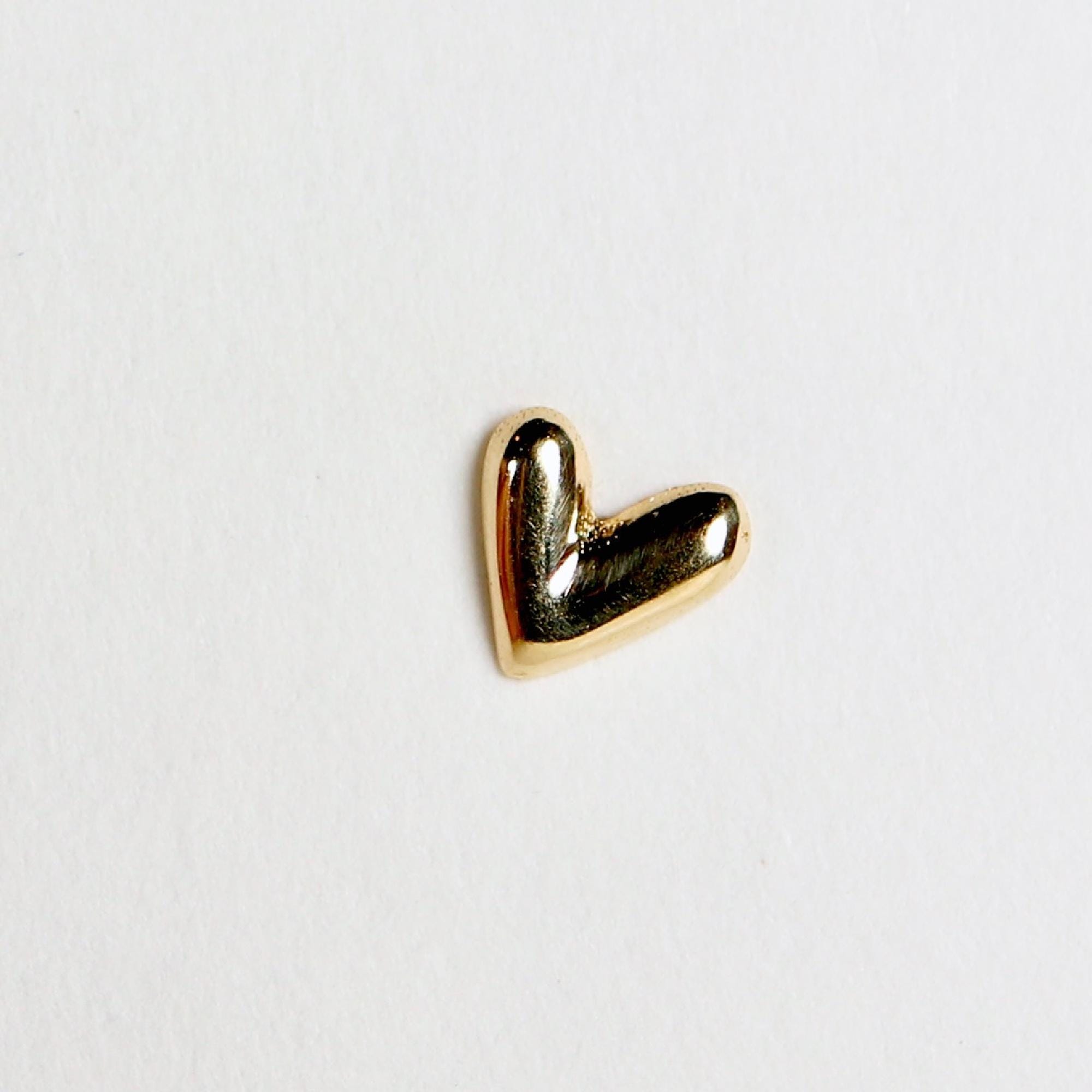 Sweetheart Solid Gold Earrings, Internally Threaded Flat Back Earrings, Heart Piercing Studs, Tragus Stud, Valentine&#39;s Gift