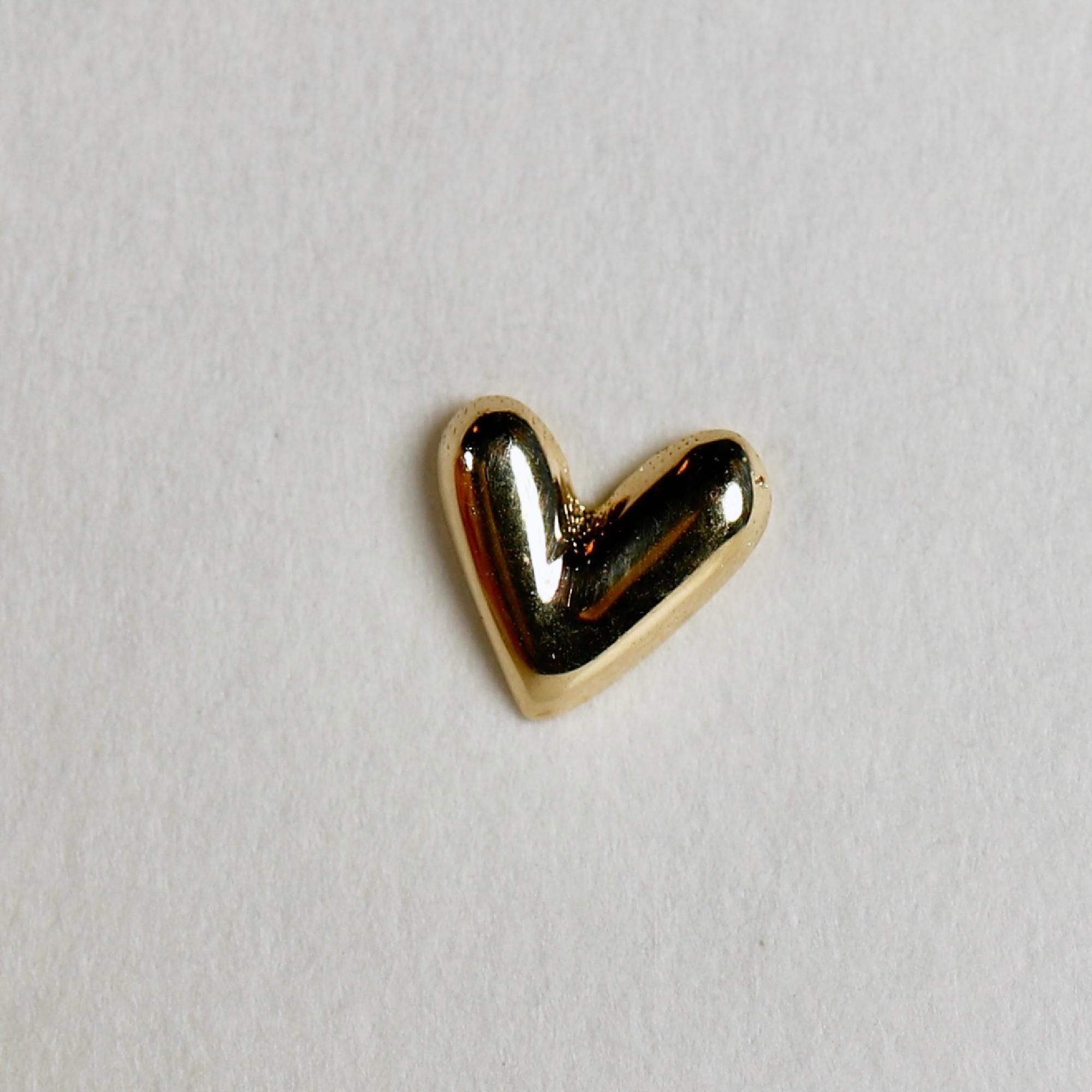 Sweetheart Solid Gold Earrings, Internally Threaded Flat Back Earrings, Heart Piercing Studs, Tragus Stud, Valentine&#39;s Gift