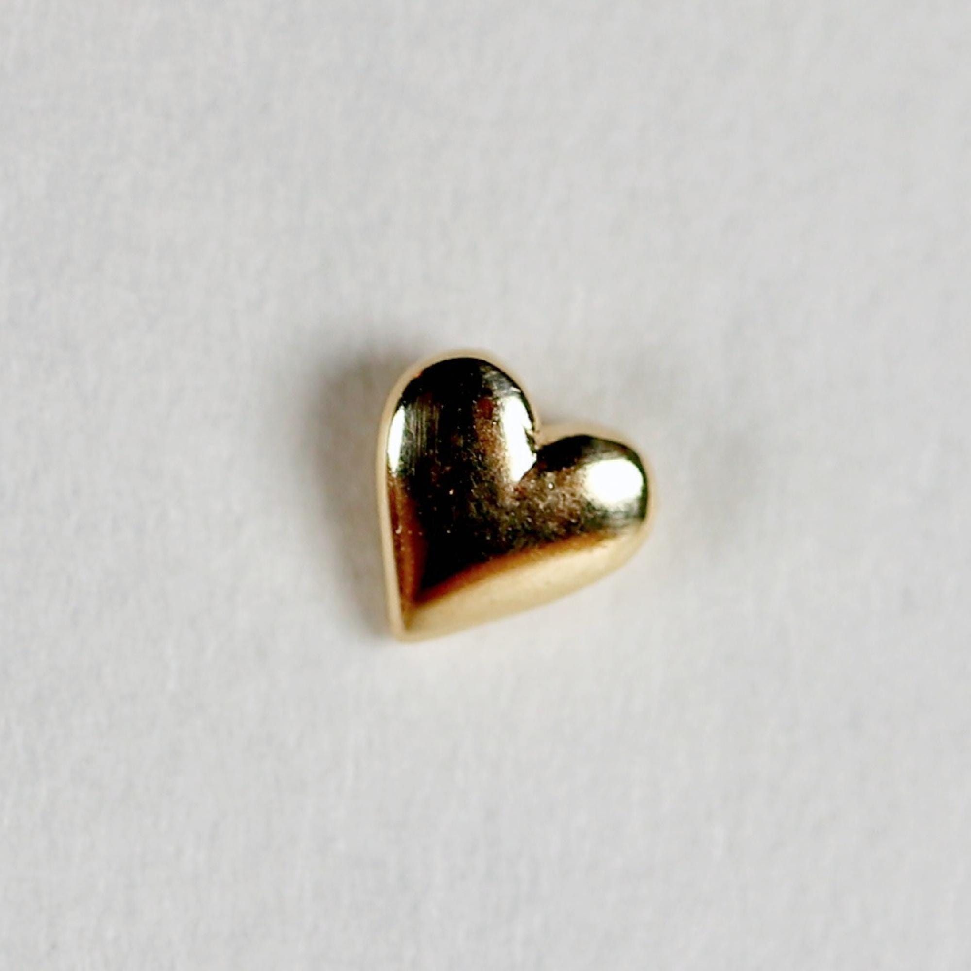 Heart Cartilage Earrings, 14k Solid Gold Earrings, Internally Threaded Flat Back Earrings, Heart Piercing Studs, Tragus Valentine&#39;s Gift