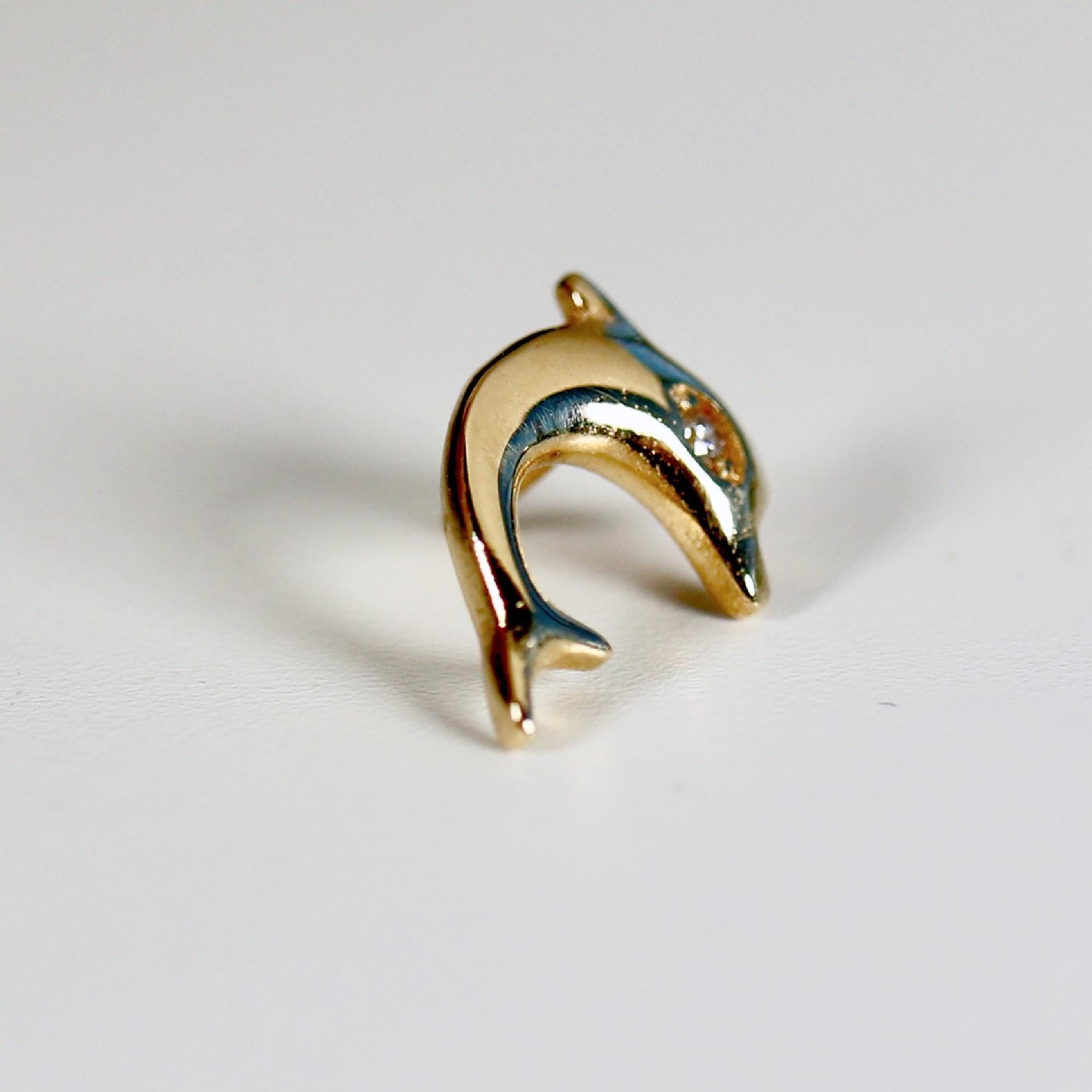 Dolphin Flat Back Earrings 14k Gold (SINGLE OR PAIR) - Melt'm Jewelry