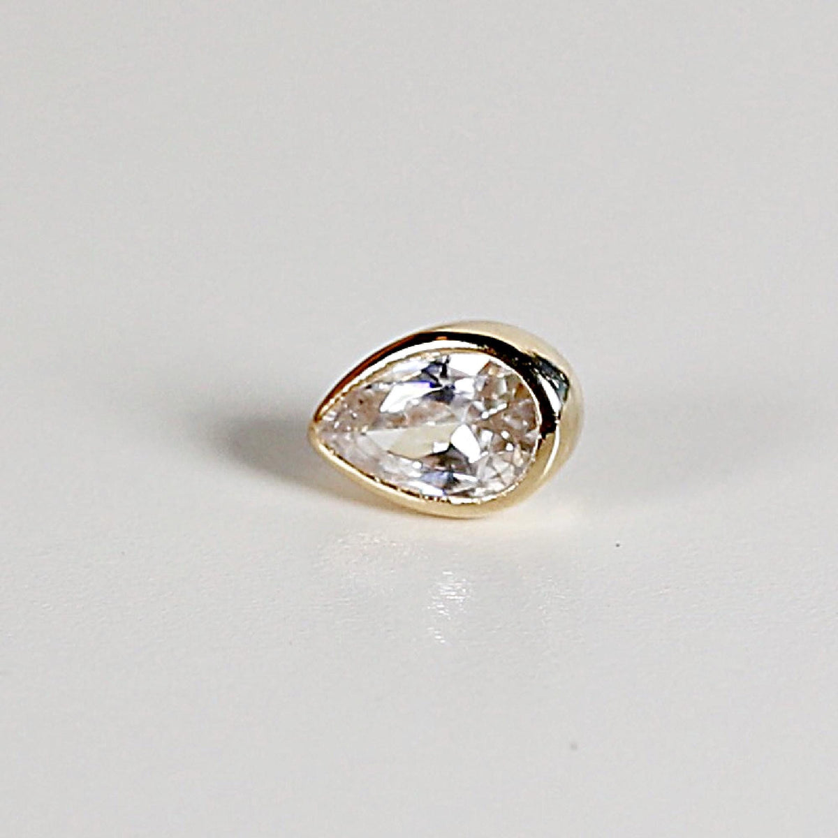 Pear CZ Bezel Set Flat Back Earrings 14k Solid Gold (single or pair) - Melt'm Jewelry