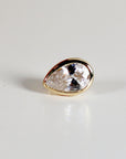 Pear CZ Bezel Set Flat Back Earrings 14k Solid Gold (single or pair) - Melt'm Jewelry