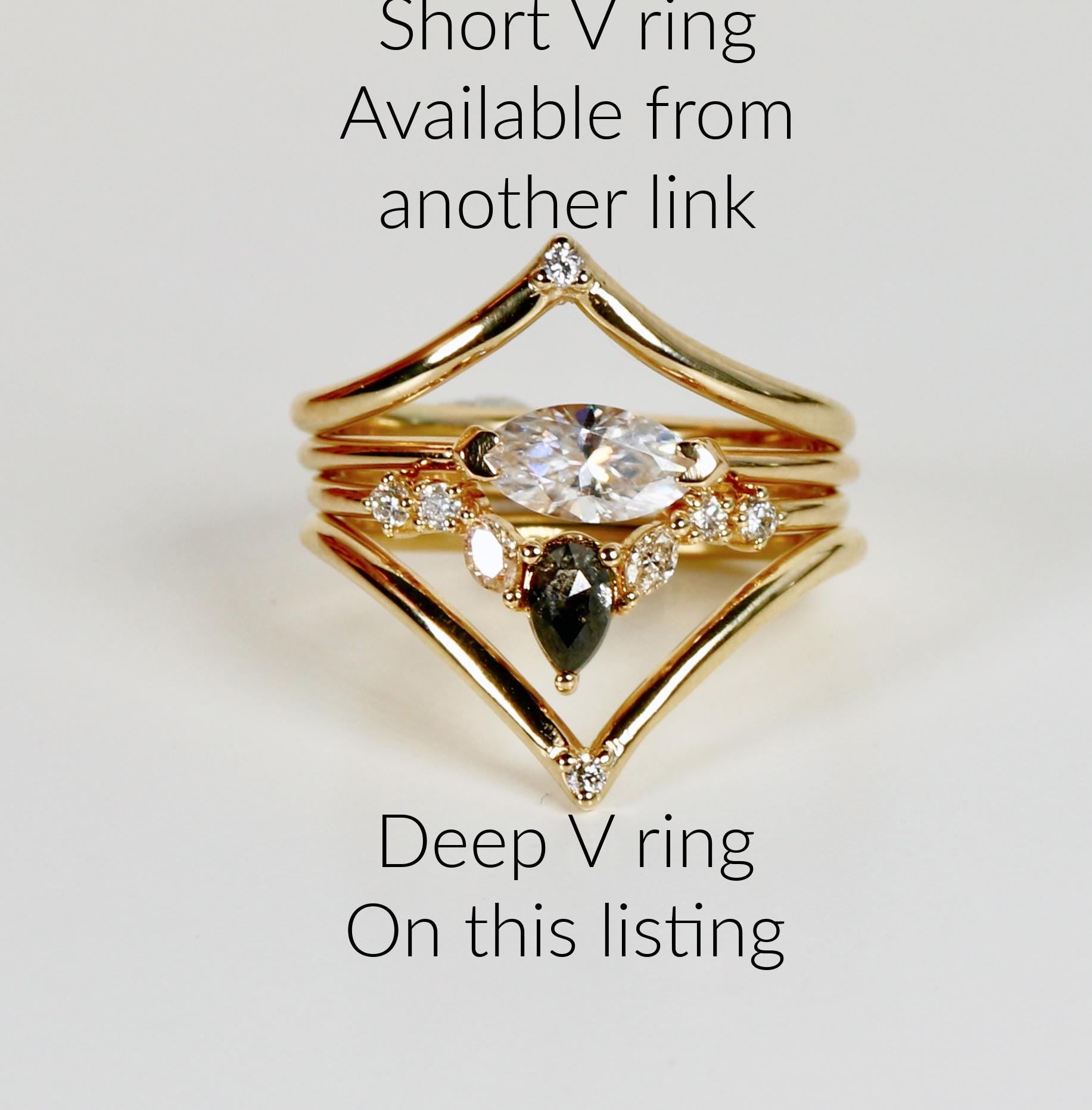 Big V Diamond Wedding Band 14k Gold - Melt'm Jewelry