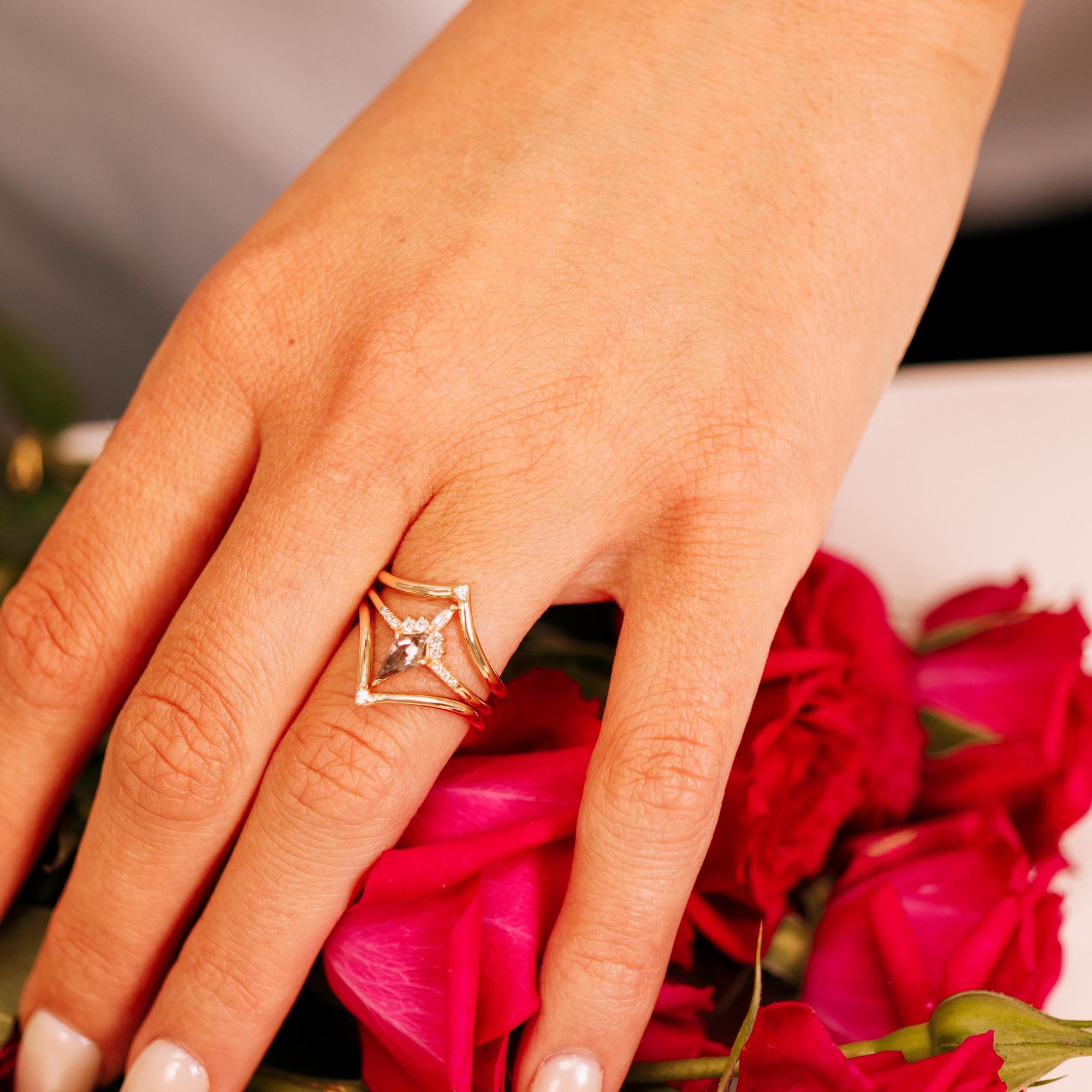 Big V Diamond Wedding Band 14k Gold - Melt'm Jewelry