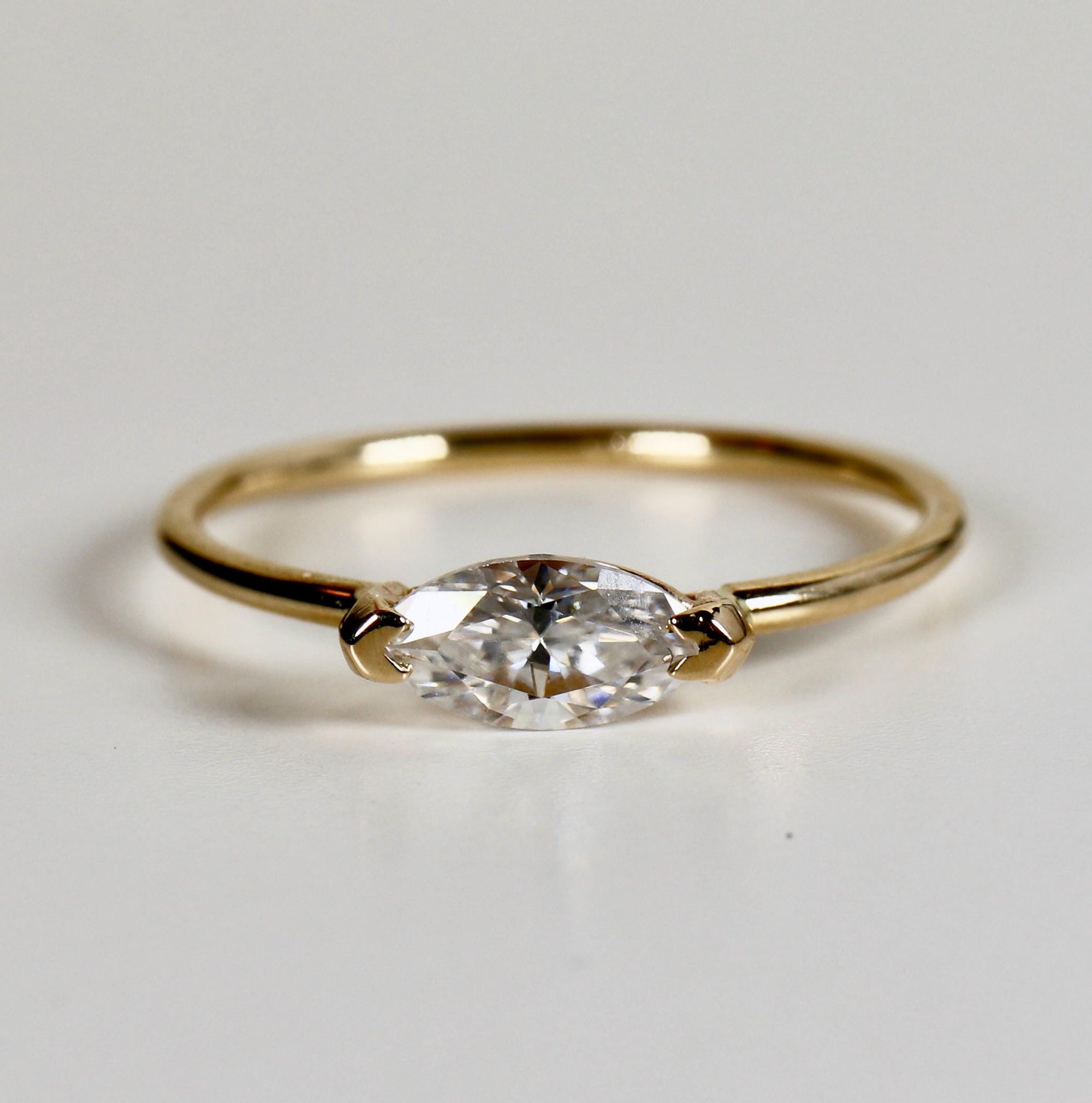 Marquise Moissanite Ring in 14k Gold