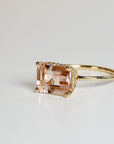 Emerald Cut Morganite Ring 14k Solid Gold - Melt'm Jewelry