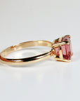 Pink Tourmaline Ring 14k Gold, Asscher Cut Tourmaline Engagement Ring, Handmade Square Tourmaline Ring, October Birthstone