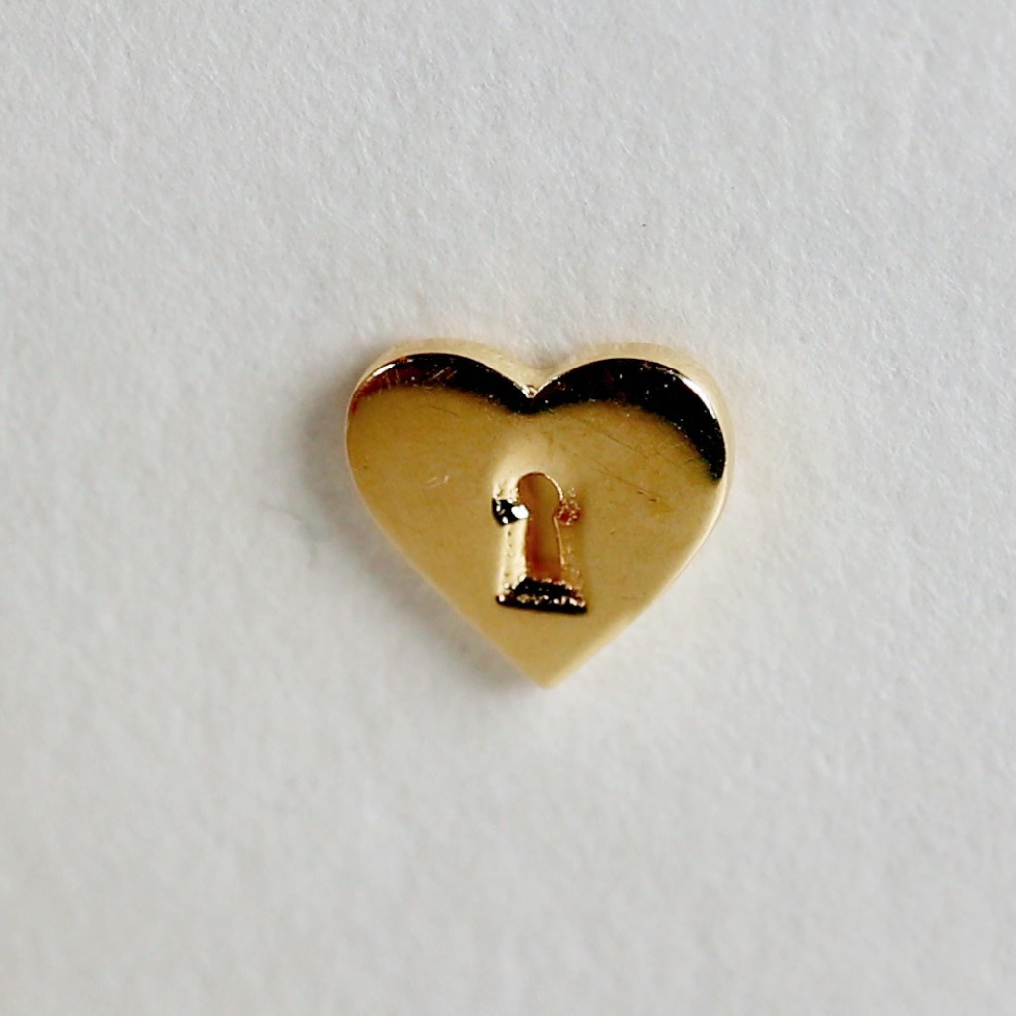 Padlock Heart Flat Back Cartilage Earrings 14k Solid Gold - Melt'm Jewelry