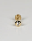 Cz Ball Flat Back Earrings 14k Solid Gold, Internally Threaded Earrings (SINGLE or PAIR) - Melt'm Jewelry