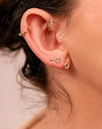 Cz Ball Flat Back Earrings 14k Solid Gold, Internally Threaded Earrings (SINGLE or PAIR) - Melt'm Jewelry