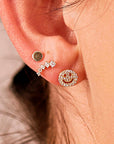Smiley Face Flat Back Earrings 14k Solid Gold - Melt'm Jewelry